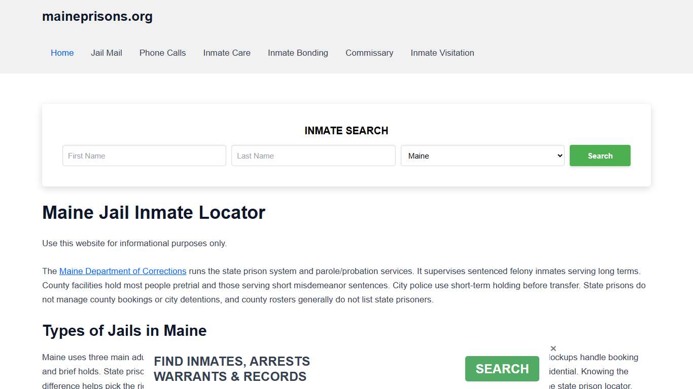 Maine Jail Inmate Search - ME DOC Prison Locator
